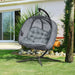 Double Hanging Egg Chair with Stand and Cushion in Grey - Little and Giant Explorers Outsunny