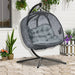 Double Hanging Egg Chair with Stand and Cushion in Grey - Little and Giant Explorers Outsunny