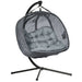 Double Hanging Egg Chair with Stand and Cushion in Grey - Little and Giant Explorers Outsunny