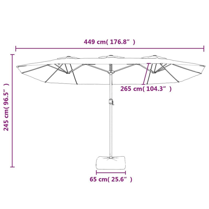 Double-Head Parasol in Azure Blue (449 x 245cm) - Little and Giant Explorers vidaXL