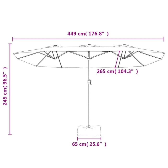 Double-Head Parasol with LEDs in Azure Blue (449 x 245cm) - Little and Giant Explorers vidaXL