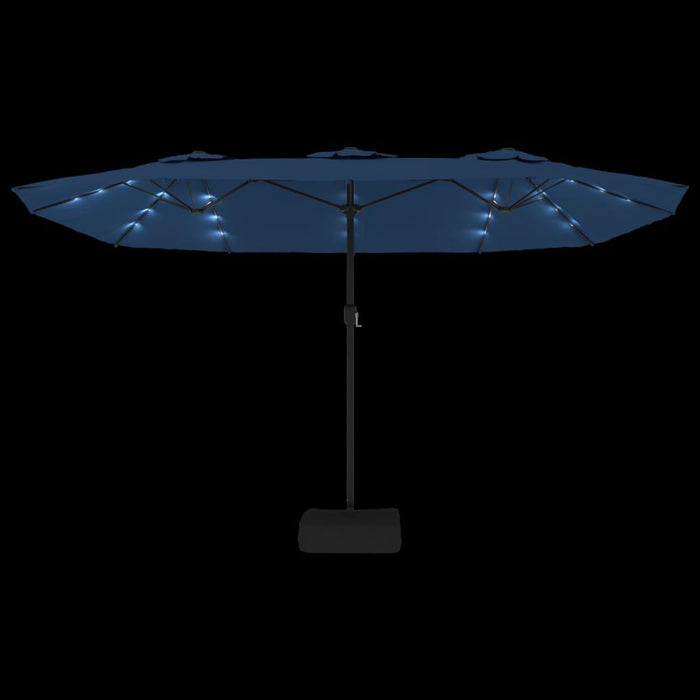 Double-Head Parasol with LEDs in Azure Blue (449 x 245cm) - Little and Giant Explorers vidaXL