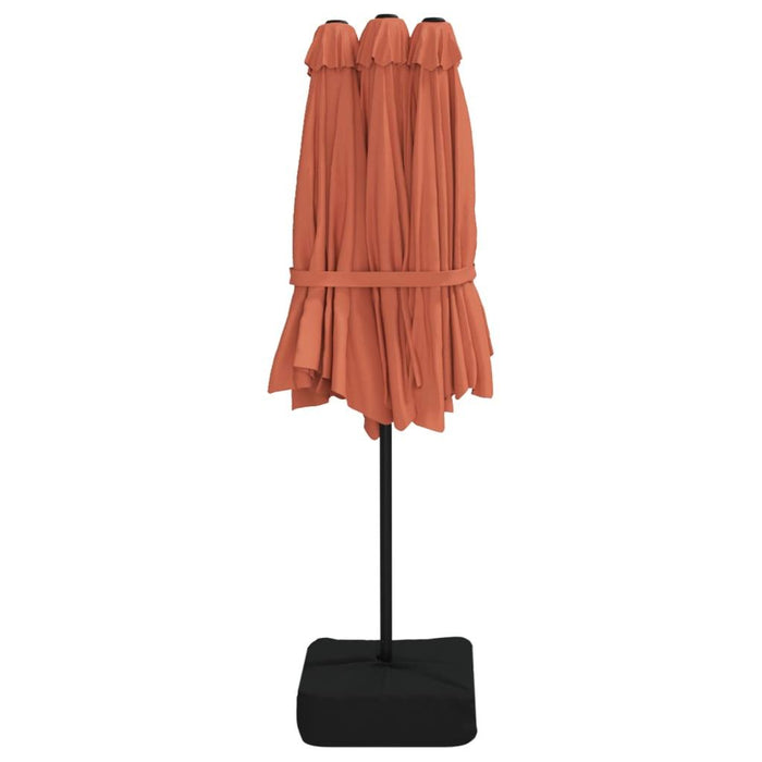 Double-Head Parasol with LEDs in Terracotta (449 x 245cm) - Little and Giant Explorers vidaXL