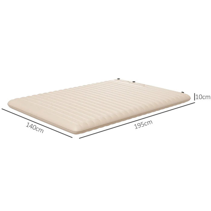 Double Inflatable Mattress with Built-In Pump in White - Little and Giant Explorers Outsunny