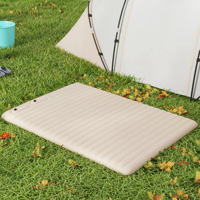 Double Inflatable Mattress with Built-In Pump in White - Little and Giant Explorers Outsunny