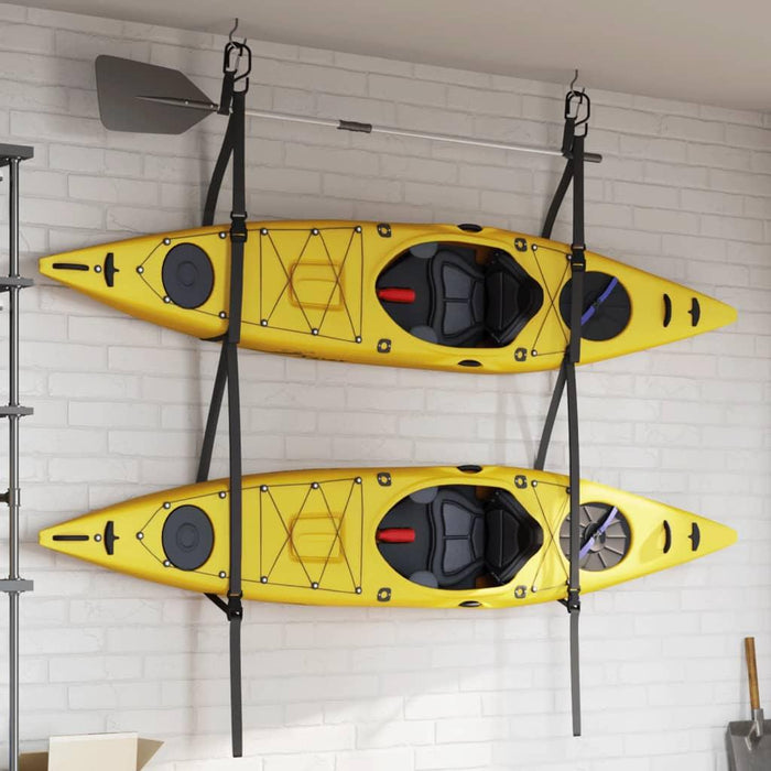 Double Kayak Storage Straps with Paddle Clips 50kg - Little and Giant Explorers vidaXL