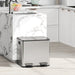 30L stainless steel double kitchen pedal bin with soft-close lids in modern white kitchen