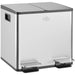 Double kitchen pedal bin 30L stainless steel with soft close lids and recycling symbol