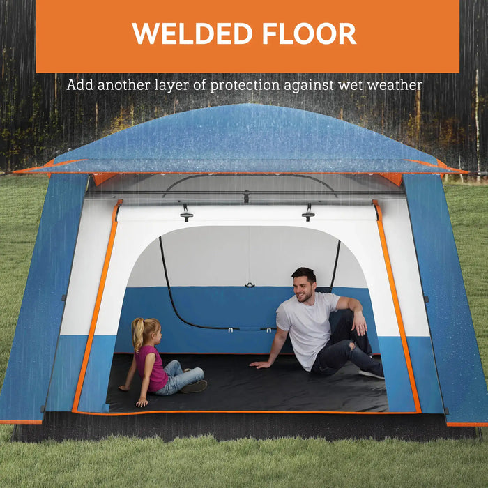 Double Layer Tunnel Tent with Porch, Living Area and 2 Bedrooms (4 - 6 persons) - Little and Giant Explorers Outsunny