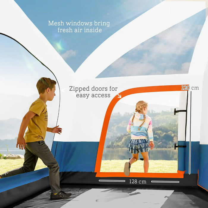 Double Layer Tunnel Tent with Porch, Living Area and 2 Bedrooms (4 - 6 persons) - Little and Giant Explorers Outsunny