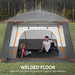 Double Layer Tunnel Tent with Porch, Living Area and 2 Bedrooms in Grey (4 - 6 persons) - Little and Giant Explorers Outsunny