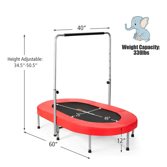 Double Oval Trampoline with Adjustable Handle - Red | 2-Person Fitness Rebounder COSTWAY - Little and Giant Explorers Costway