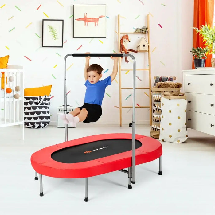 Double Oval Trampoline with Adjustable Handle - Red | 2-Person Fitness Rebounder COSTWAY - Little and Giant Explorers Costway