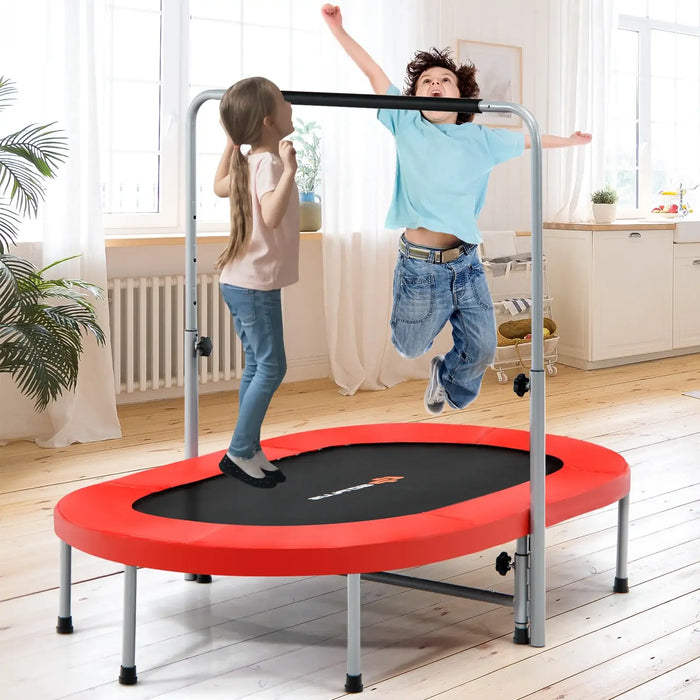 Double Oval Trampoline with Adjustable Handle - Red | 2-Person Fitness Rebounder COSTWAY - Little and Giant Explorers Costway