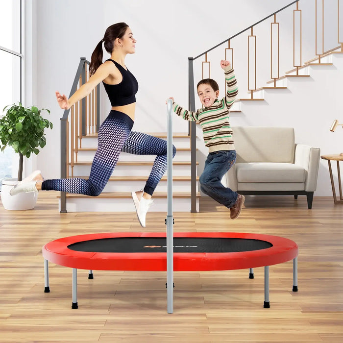 Double Oval Trampoline with Adjustable Handle - Red | 2-Person Fitness Rebounder COSTWAY - Little and Giant Explorers Costway