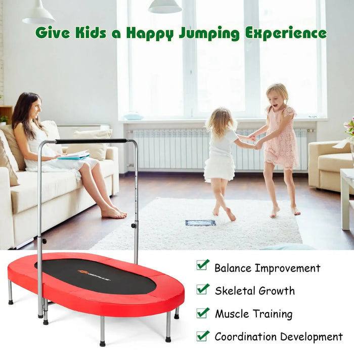 Double Oval Trampoline with Adjustable Handle - Red | 2-Person Fitness Rebounder COSTWAY - Little and Giant Explorers Costway