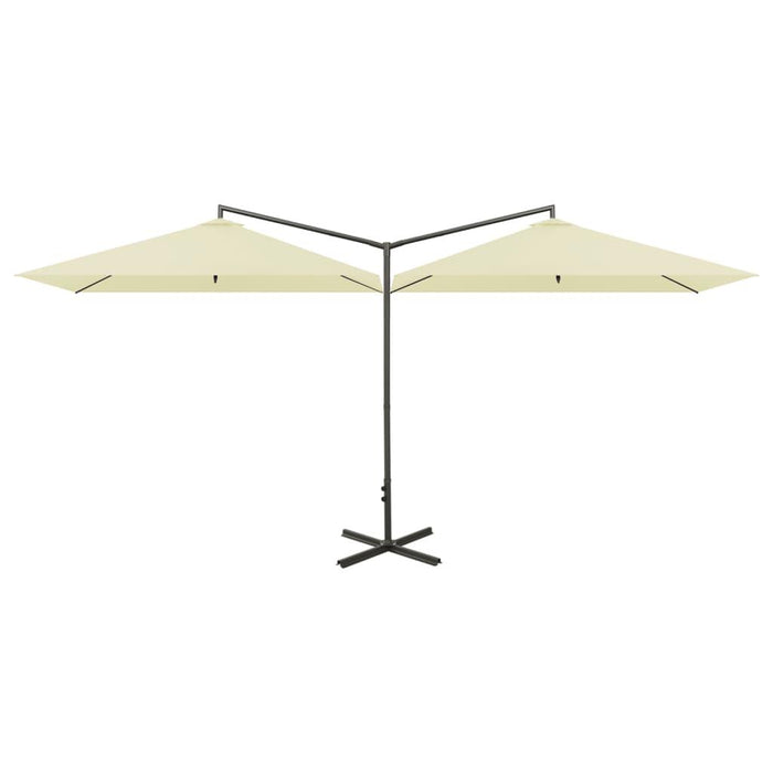 Double Parasol with Steel Pole in Sand (600 x 300cm) - Little and Giant Explorers vidaXL