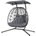 Rattan Double Hanging Egg Chair with Canopy and Cushions - Little and Giant Explorers Outsunny