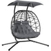 Rattan Double Hanging Egg Chair with Canopy and Cushions - Little and Giant Explorers Outsunny
