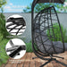 Rattan Double Hanging Egg Chair with Canopy and Cushions - Little and Giant Explorers Outsunny