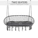 Two-Seater Boho Macrame Hammock Swing in Grey - Little and Giant Explorers Outsunny