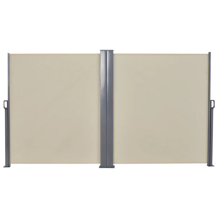 Retractable Double Awning in Beige (600 x 180cm) - Little and Giant Explorers Outsunny