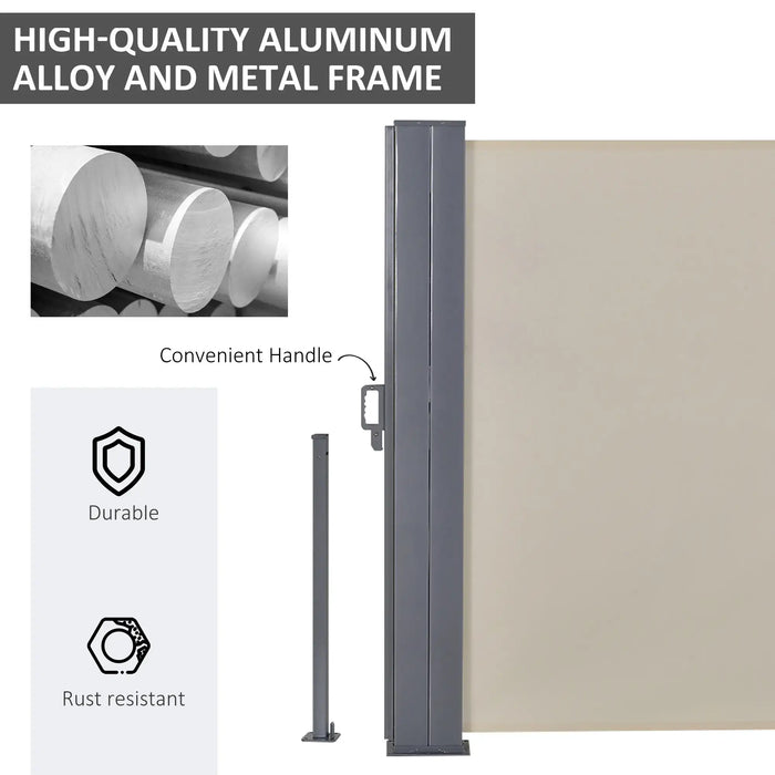 Retractable Double Awning in Beige (600 x 180cm) - Little and Giant Explorers Outsunny