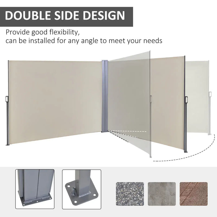 Retractable Double Awning in Beige (600 x 180cm) - Little and Giant Explorers Outsunny