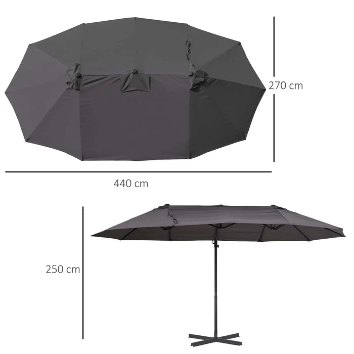 Double Canopy Offset Parasol Umbrella with Steel Pole in Grey - Little and Giant Explorers Outsunny