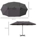 Double Canopy Offset Parasol Umbrella with Steel Pole in Grey - Little and Giant Explorers Outsunny