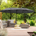Double Canopy Offset Parasol Umbrella with Steel Pole in Grey - Little and Giant Explorers Outsunny