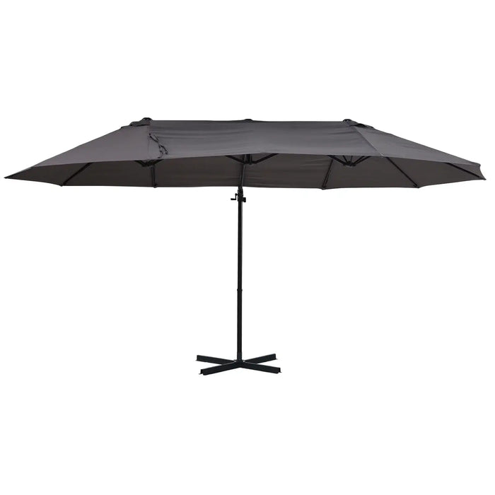 Double Canopy Offset Parasol Umbrella with Steel Pole in Grey - Little and Giant Explorers Outsunny
