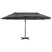 Double Canopy Offset Parasol Umbrella with Steel Pole in Grey - Little and Giant Explorers Outsunny