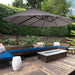 Double Canopy Offset Parasol Umbrella with Steel Pole in Grey - Little and Giant Explorers Outsunny
