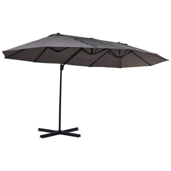 Double Canopy Offset Parasol Umbrella with Steel Pole in Grey - Little and Giant Explorers Outsunny