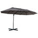 Double Canopy Offset Parasol Umbrella with Steel Pole in Grey - Little and Giant Explorers Outsunny