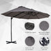 Double Canopy Offset Parasol Umbrella with Steel Pole in Grey - Little and Giant Explorers Outsunny