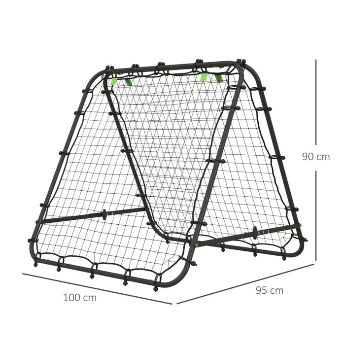 Double Sided Football Rebounder Net with 5 Adjustable Angles in Black - Little and Giant Explorers HOMCOM