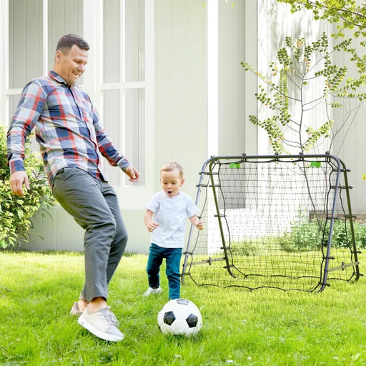 Double Sided Football Rebounder Net with 5 Adjustable Angles in Black - Little and Giant Explorers HOMCOM