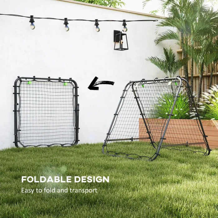 Double Sided Football Rebounder Net with 5 Adjustable Angles in Black - Little and Giant Explorers HOMCOM