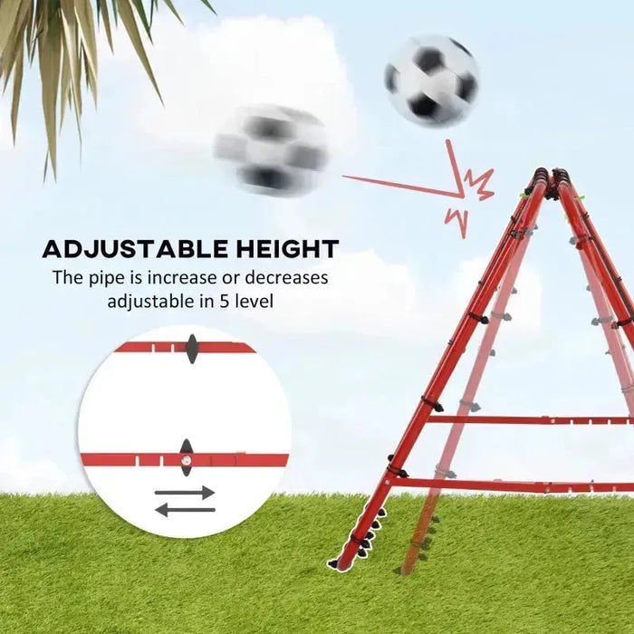 Double Sided Football Rebounder Net with 5 Adjustable Angles in Red - Little and Giant Explorers HOMCOM