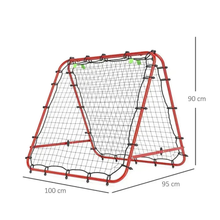 Double Sided Football Rebounder Net with 5 Adjustable Angles in Red - Little and Giant Explorers HOMCOM