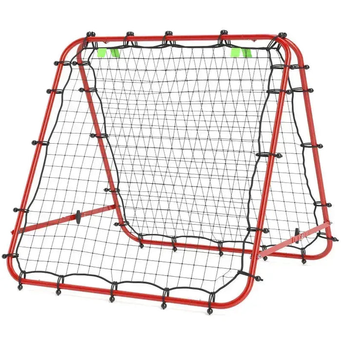 Double Sided Football Rebounder Net with 5 Adjustable Angles in Red - Little and Giant Explorers HOMCOM