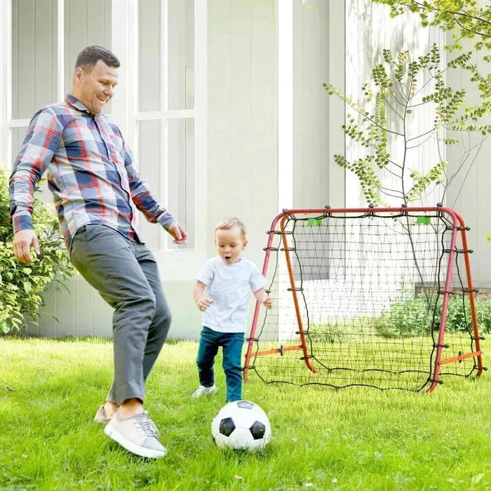 Double Sided Football Rebounder Net with 5 Adjustable Angles in Red - Little and Giant Explorers HOMCOM