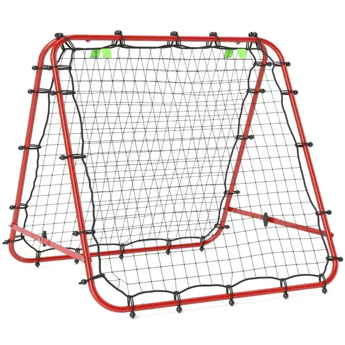 Double Sided Football Rebounder Net with 5 Adjustable Angles in Red - Little and Giant Explorers HOMCOM