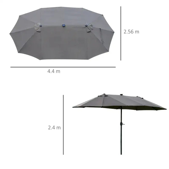 Double-Sided Garden Parasol – 4.4m Length | 36 Solar LED Lights in Dark Grey OUTSUNNY - Little and Giant Explorers Outsunny