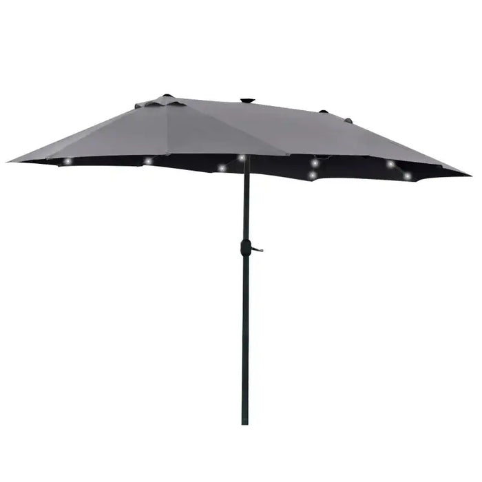 Double-Sided Garden Parasol – 4.4m Length | 36 Solar LED Lights in Dark Grey OUTSUNNY - Little and Giant Explorers Outsunny