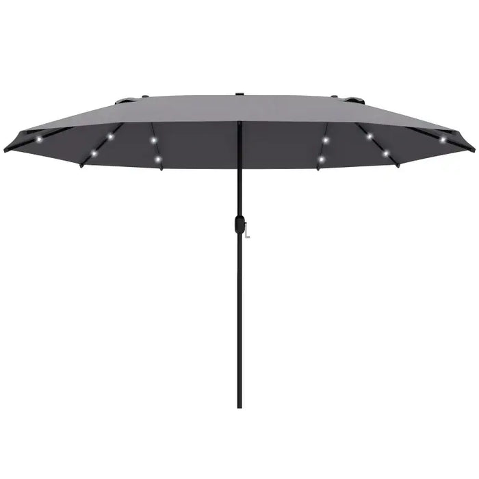 Double-Sided Garden Parasol – 4.4m Length | 36 Solar LED Lights in Dark Grey OUTSUNNY - Little and Giant Explorers Outsunny