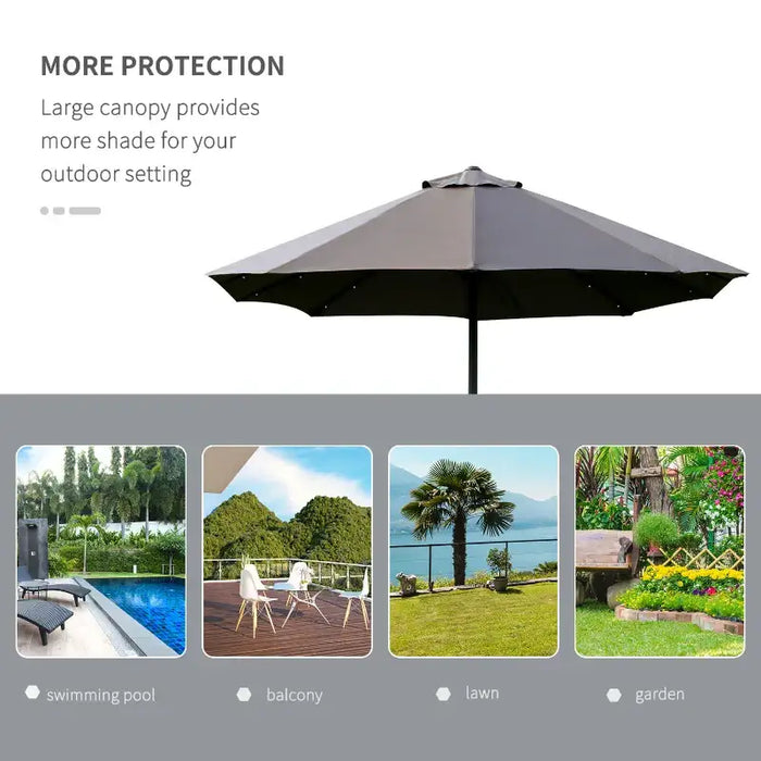 Double-Sided Garden Parasol – 4.4m Length | 36 Solar LED Lights in Dark Grey OUTSUNNY - Little and Giant Explorers Outsunny