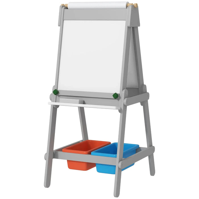 Double Sided Painting Easel with Chalk Board in Grey - Little and Giant Explorers AIYAPLAY